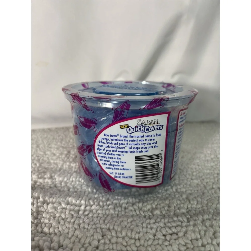 Saran Quick Covers Lids 14 Medium Blue Plastic 14-1/8 inch diameter